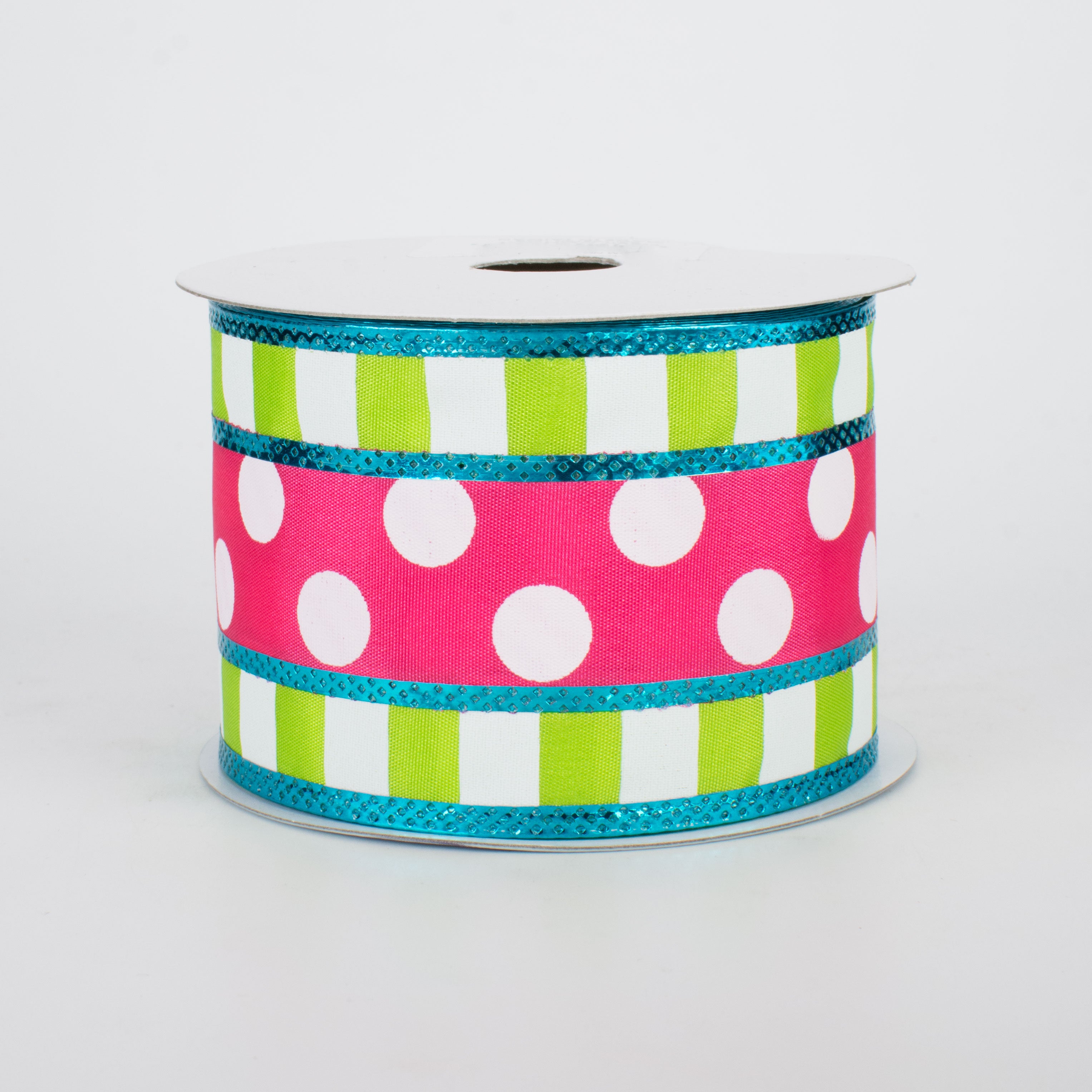 Pink outlet polka dot burlap ribbon Wired edge ribbon 2.5