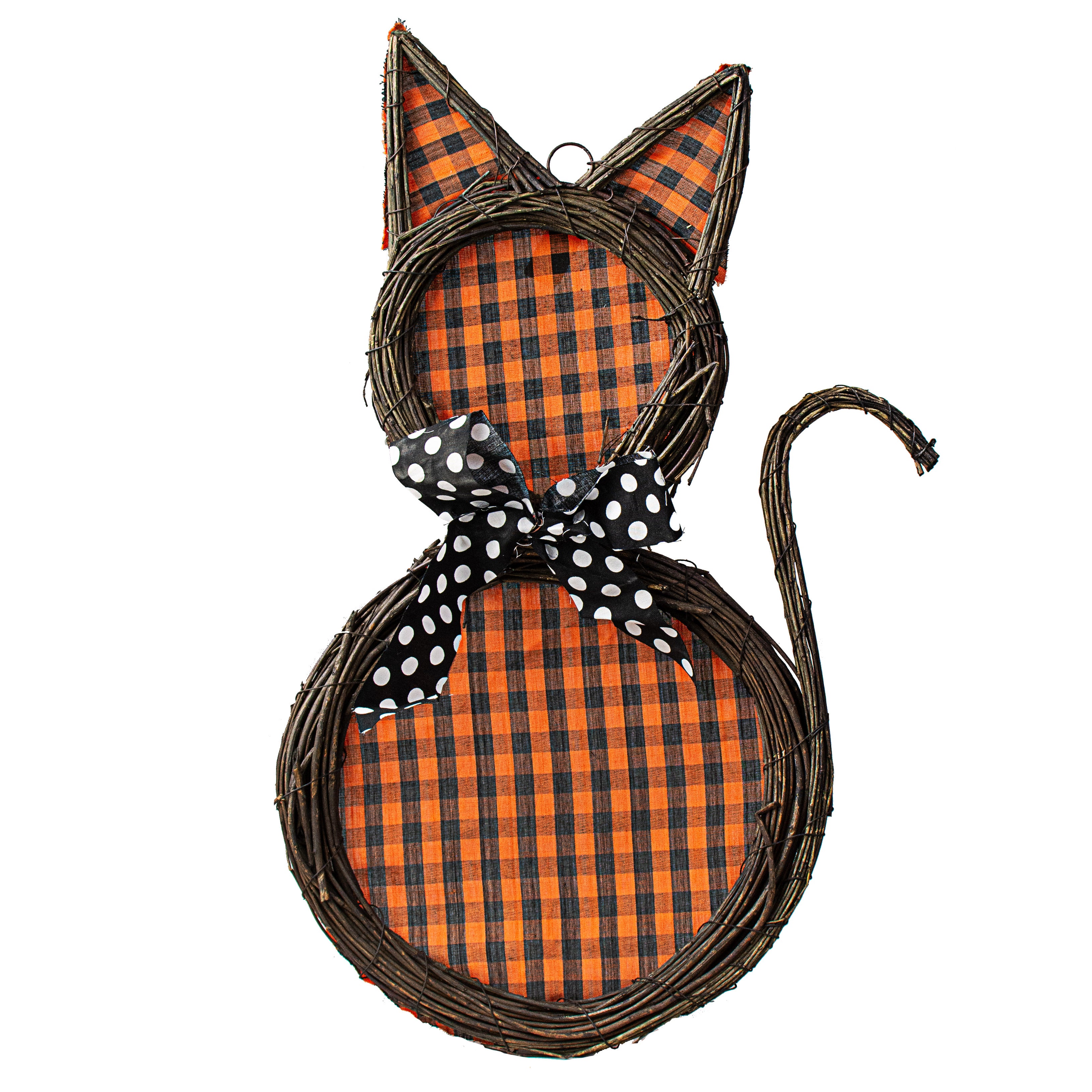 Halloween Orange Cat Twig Door Hanger, Front Door Hanger, Grapevine selling Door Hanger, Halloween Decor