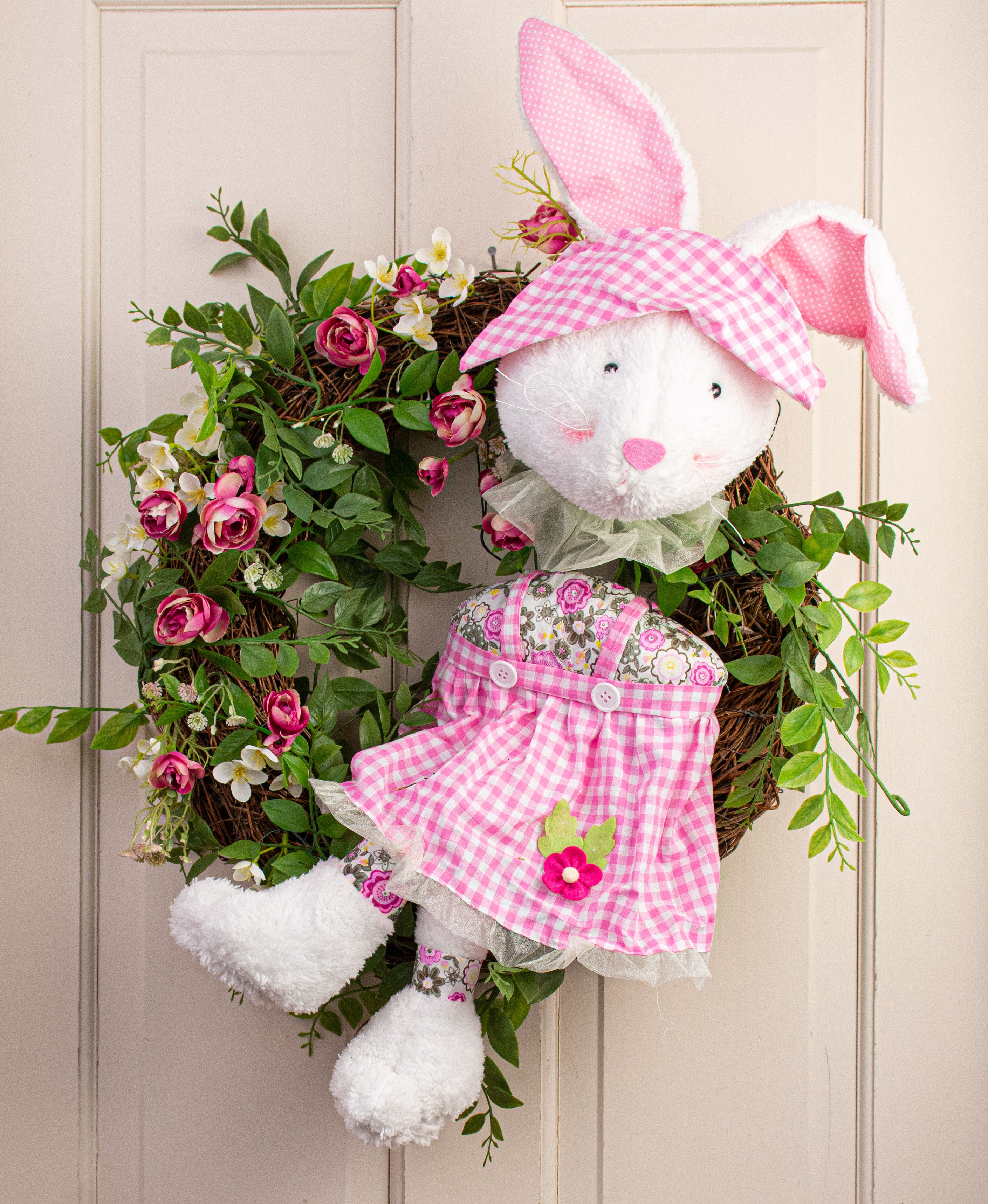 Gingham Bunny Heads top Set of 2