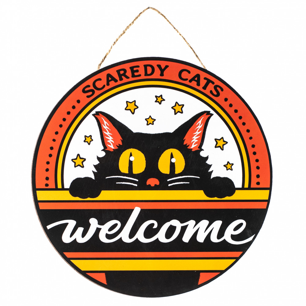 Vintage Black MDF Standing Cat Dog Welcome Sign Plaques With
