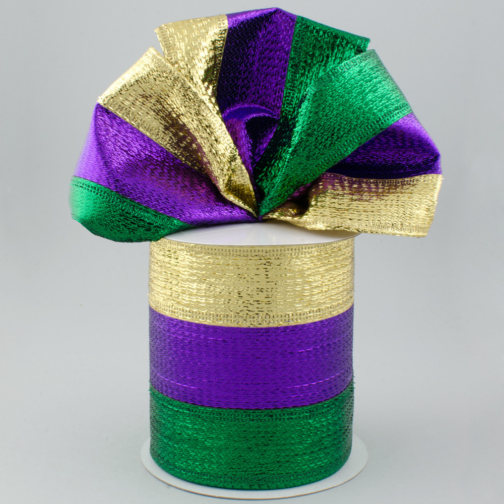 4 Glitter Stripe Ribbon: Mardi Gras (10 Yards)