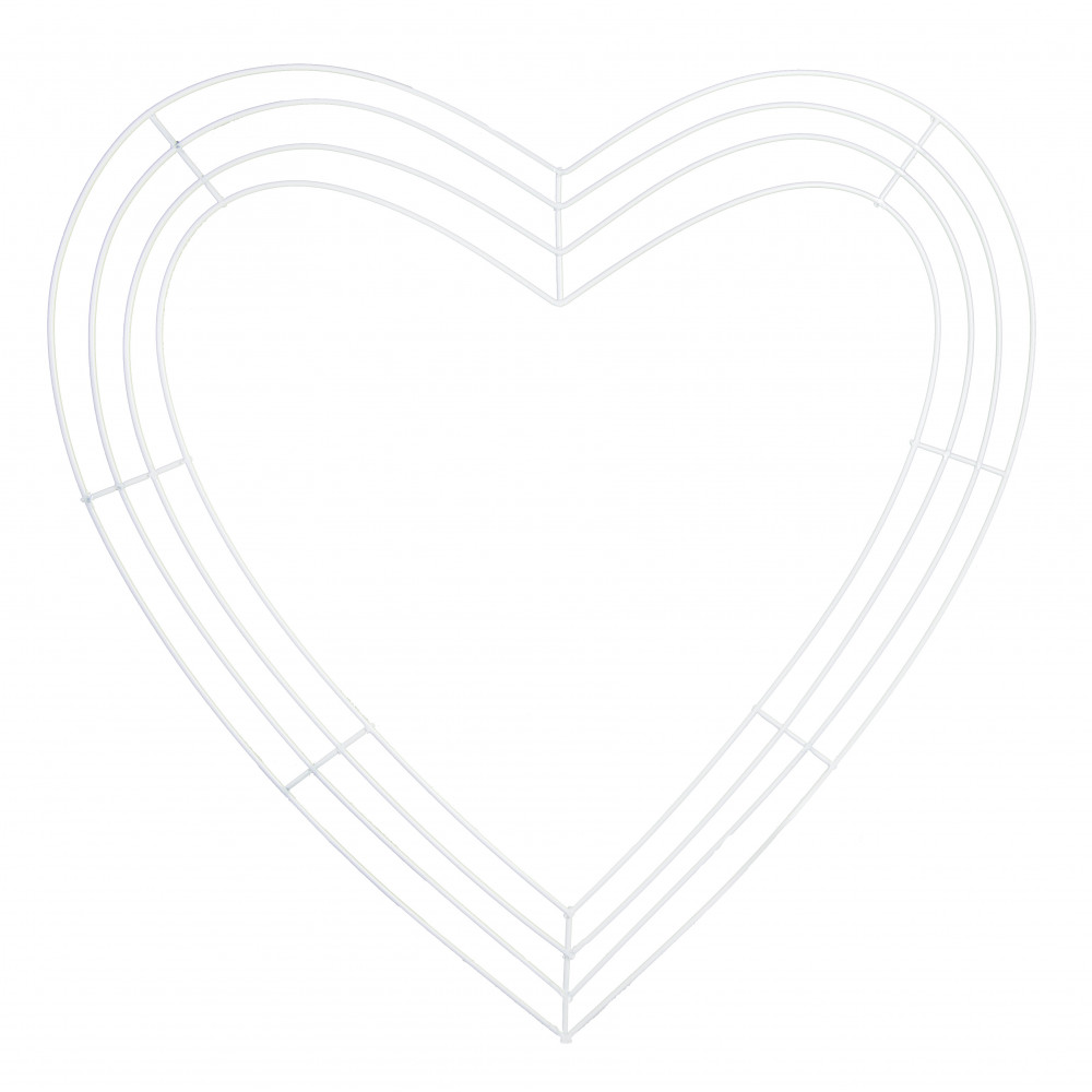 18 Flat Metal Wire Heart Wreath Frame: White [MD026127