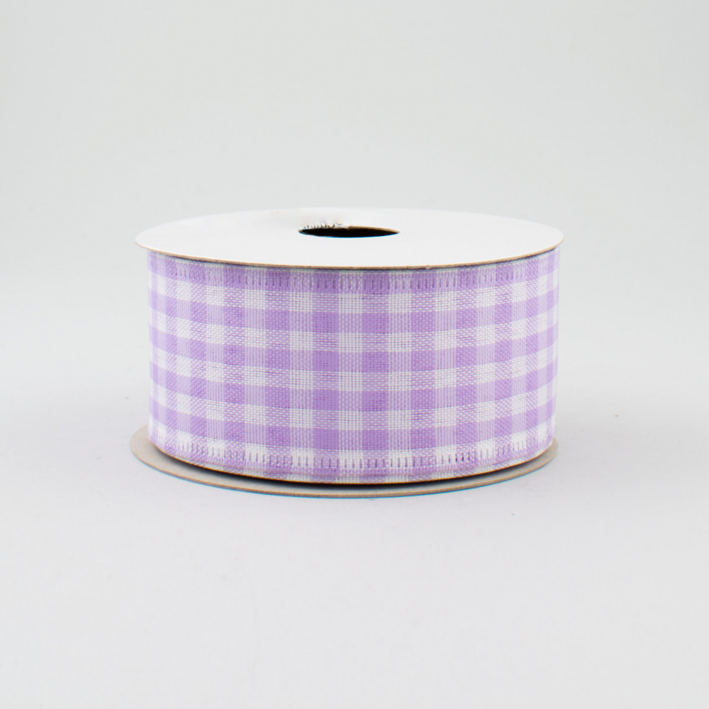 Gingham Check Ribbon - Lavender/White - 1.5 x 10yd