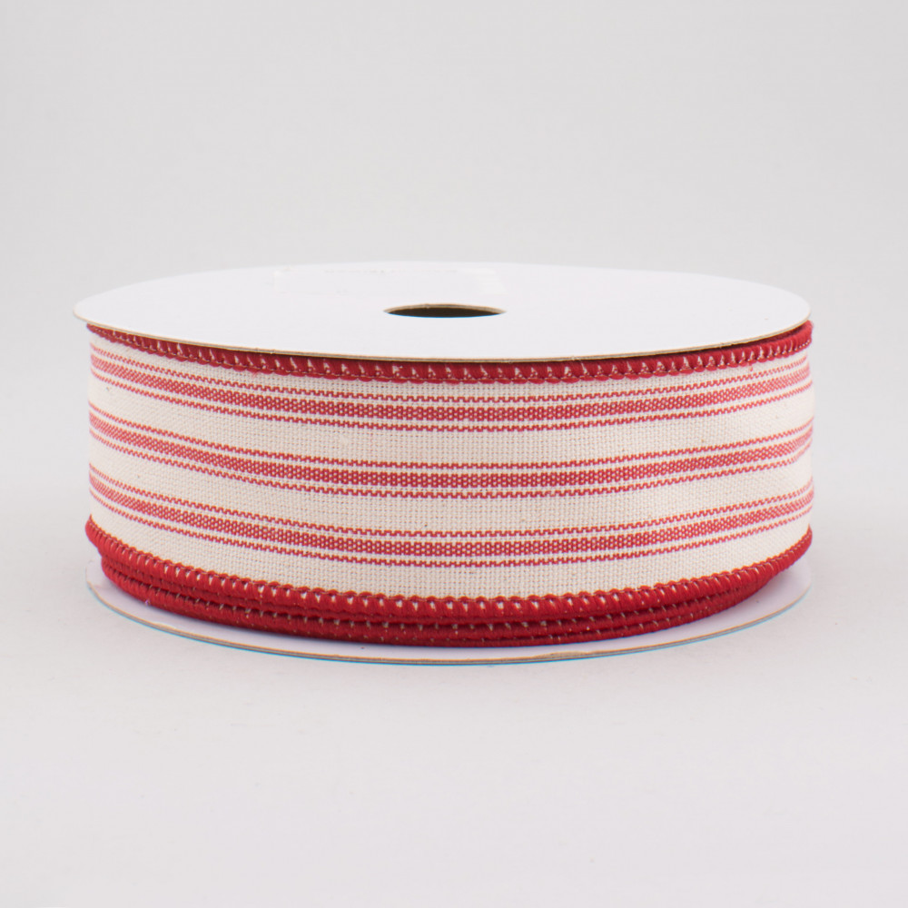1.5 Stripe Ribbon: White, Red, Pink (10 Yards) [RG01601F1] 