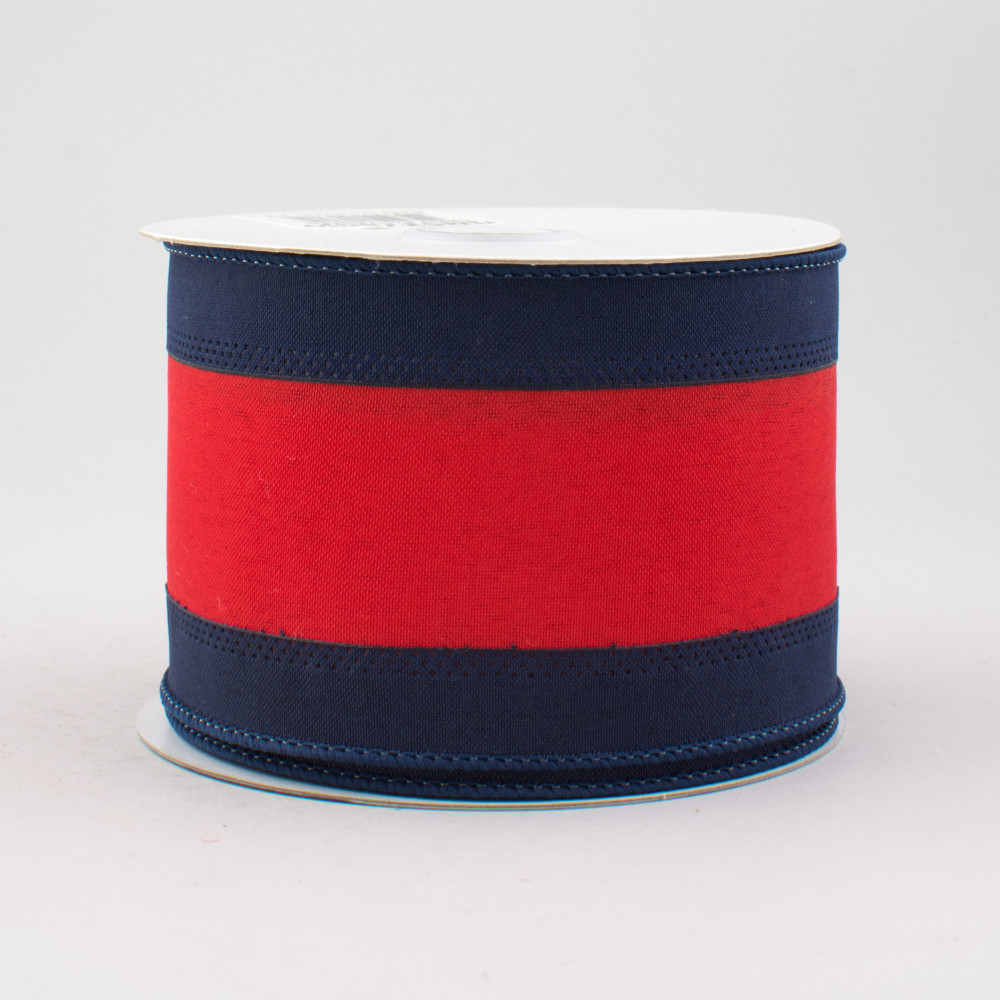 1.5 Satin Team Stripe Ribbon: Navy & Red (10 Yards) [RN5271CW] 