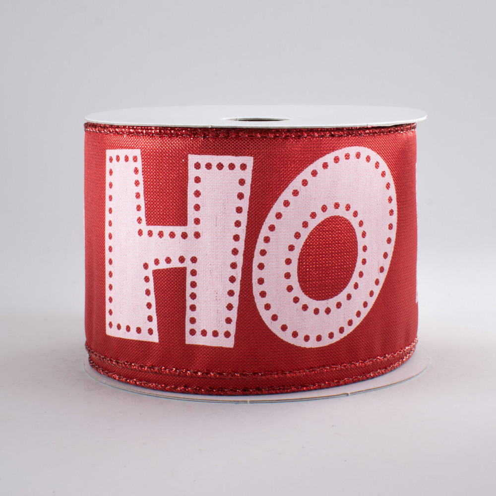 2.5 Ho Ho Ho Metallic Ribbon: Red & White (10 Yards) [RGA197024] 