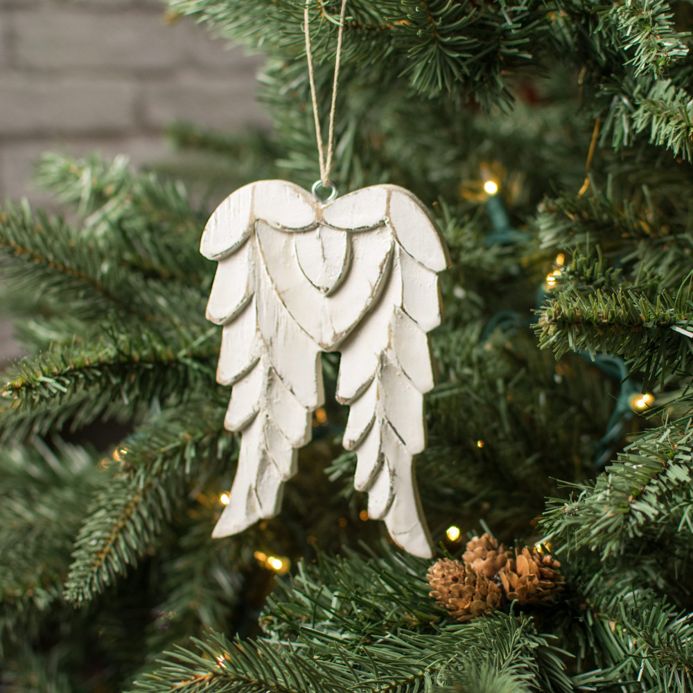 6" Wooden Angel Wings Ornament: Ivory [WAX2072] - CraftOutlet.com