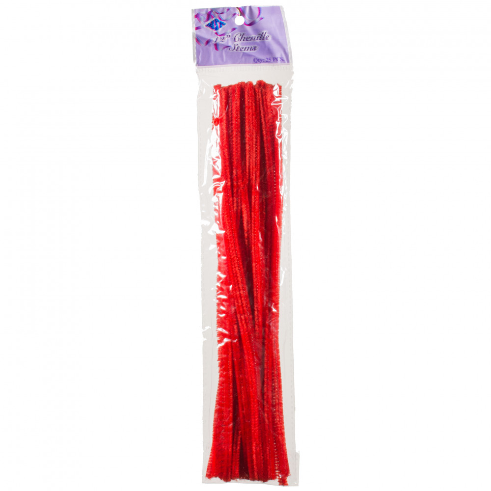 Bright Red Pipe Cleaners 12 Pack