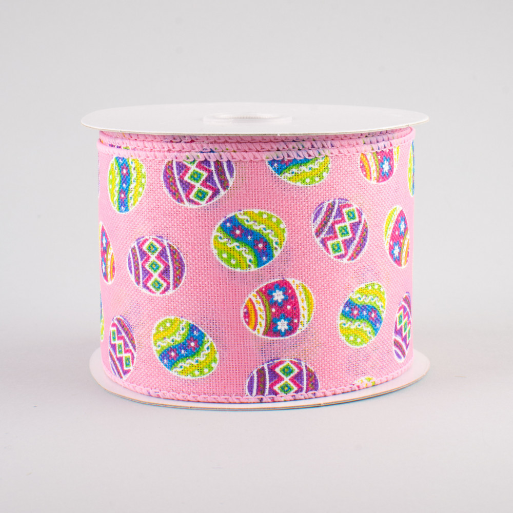 2.5 Polka Dot Easter Eggs Ribbon: Pink (10 Yards) [31003-40-03