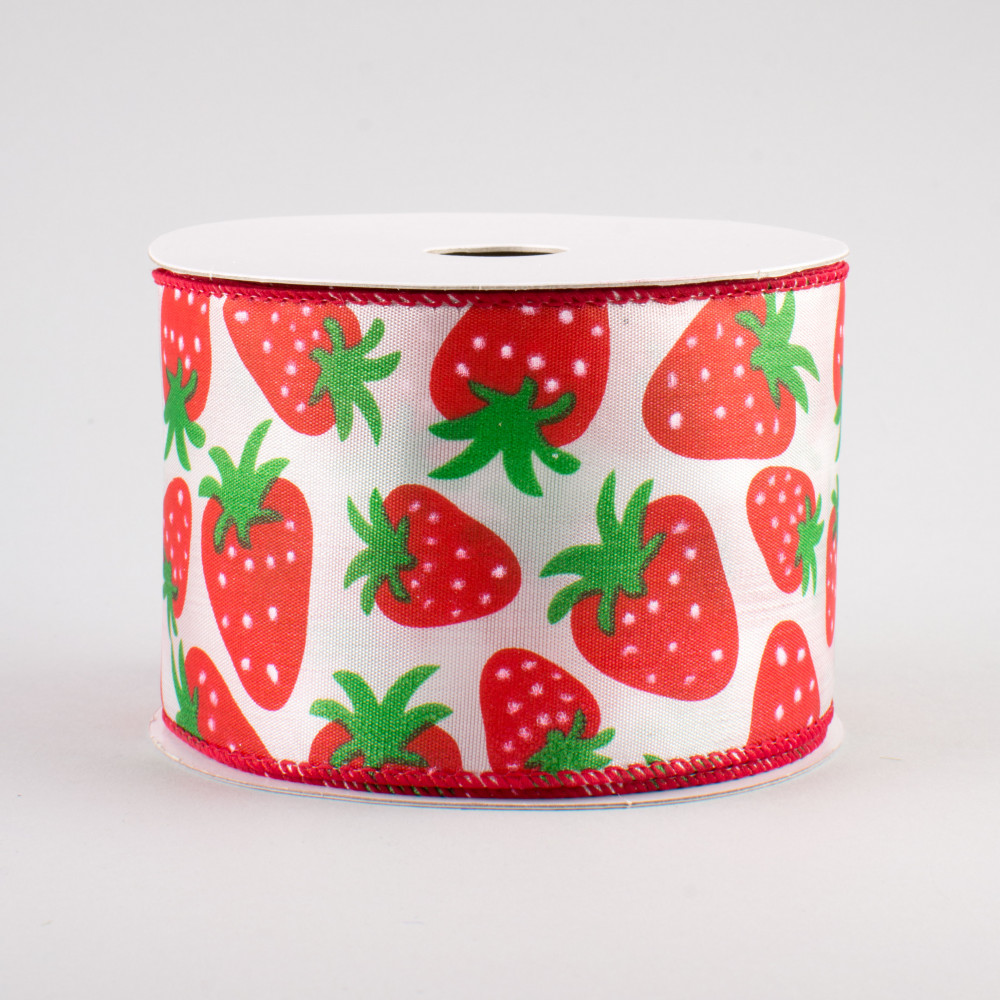 2.5 10 yard Strawberry Print Canvas Wired Ribbon – Florist Wreath Supply