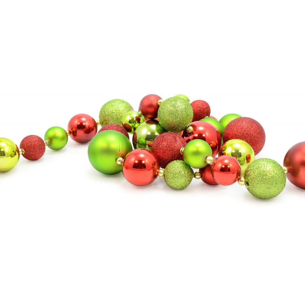 6' Effortless Ornament Garland: Red, Lime Green, White [XG9111XT] 