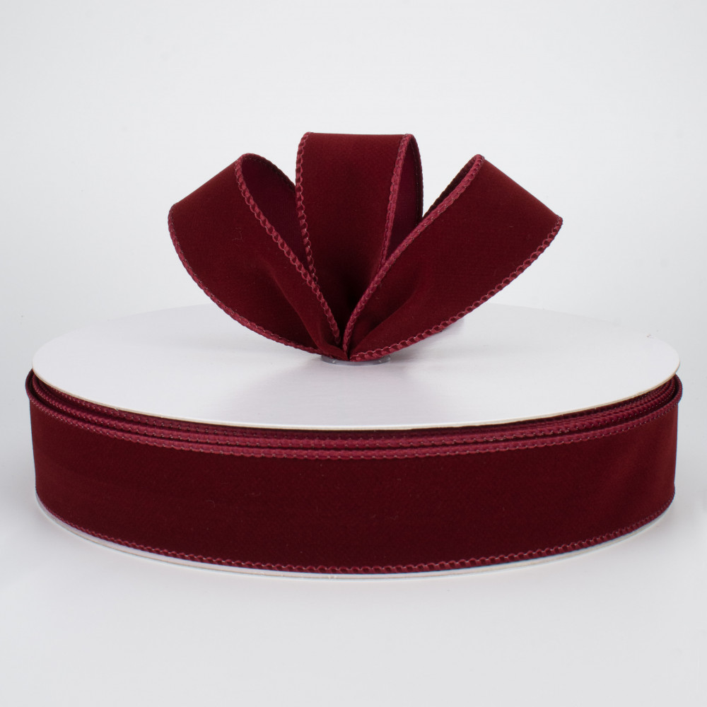 1.5 Wired Velvet Ribbon: Red (50 Yards)