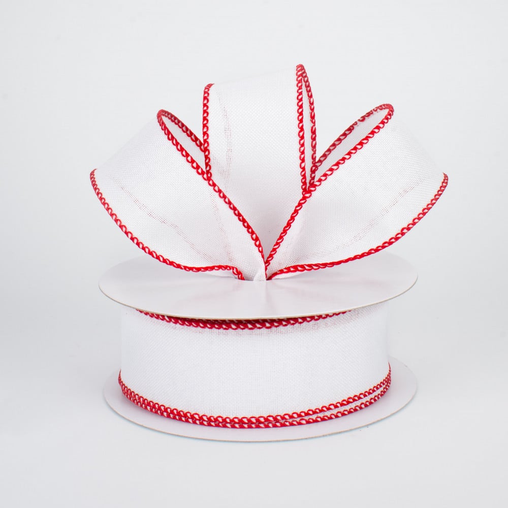 Baseball Stitching Wired Ribbon, 1.5 X 10 Yard Ribbon, Wreath
