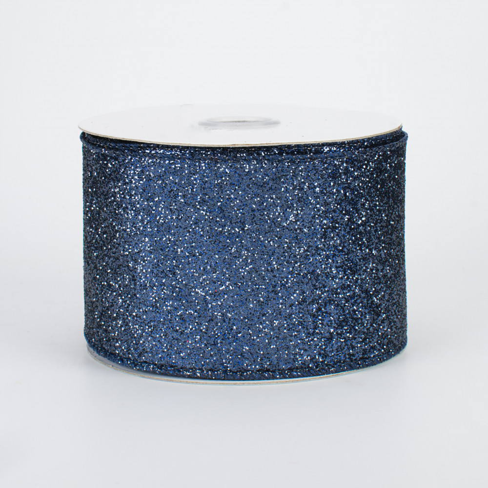 2.5 Glitter On Metallic Ribbon: Navy Blue (10 Yards) [RJ603019] 