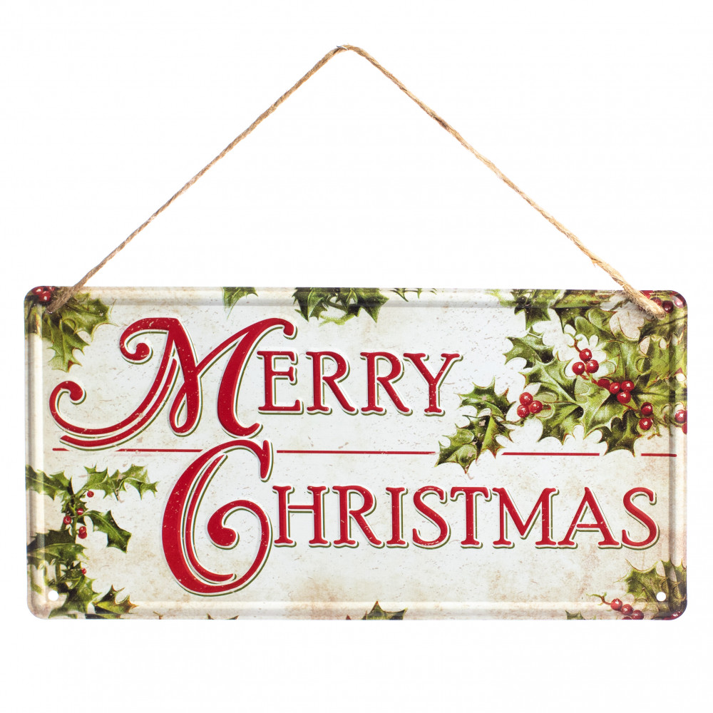 Download 12" Tin Sign: Merry Christmas Holly MD0387 - CraftOutlet.com