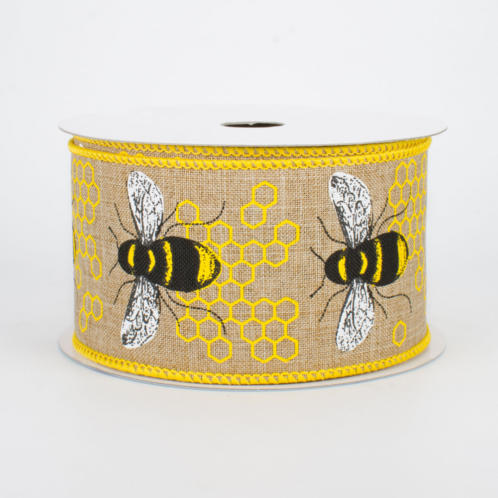 2.5 Honey Bee Ribbon: White (10 Yards)