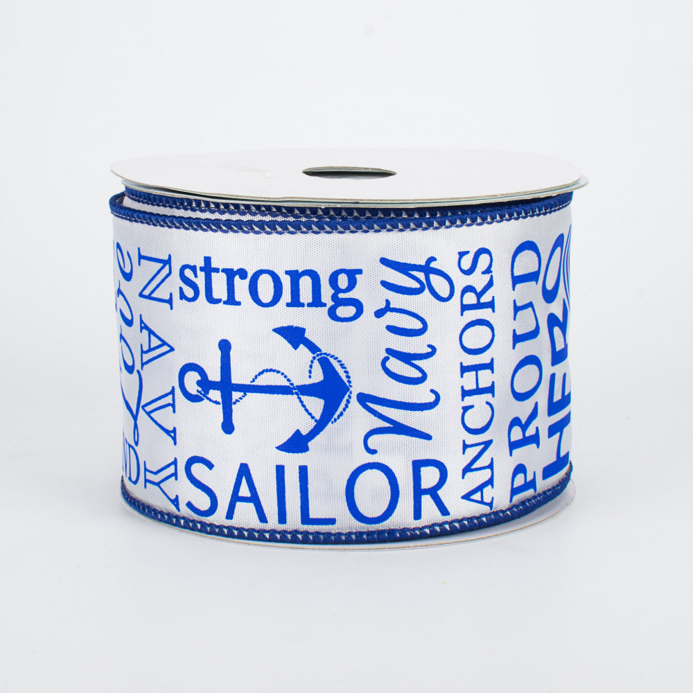 2.5 United States Navy Ribbon: White & Blue (10 Yards)