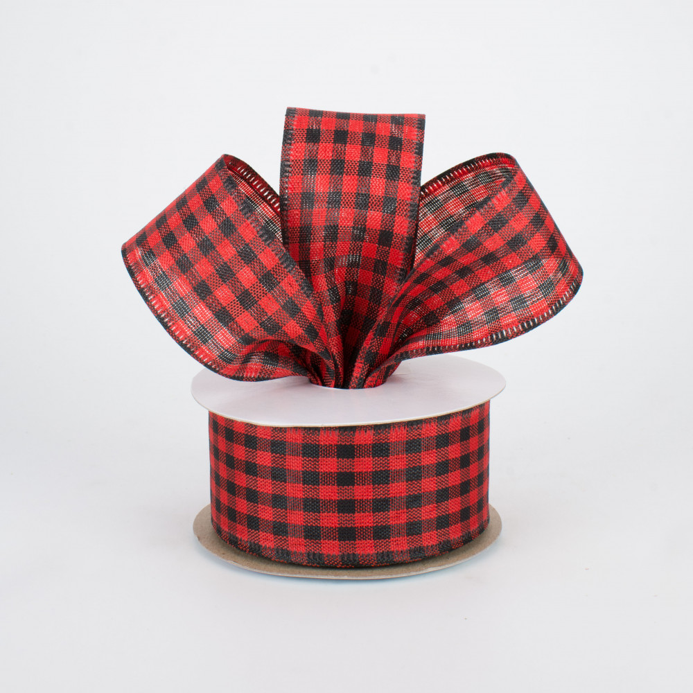 1.5 inch Red White Gingham Ribbon