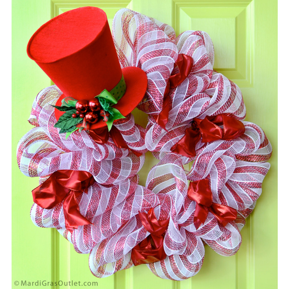 Red Felt Christmas Holly Top Hat Decoration: 7