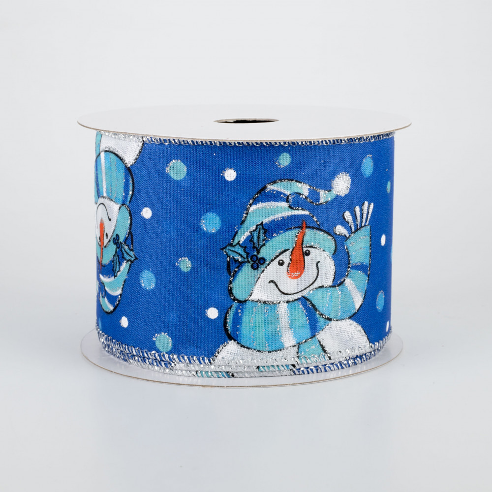 Blue Snowmen Wired Christmas Ribbon - 2 1/2 x 10 Yards — GiftWrap Etc