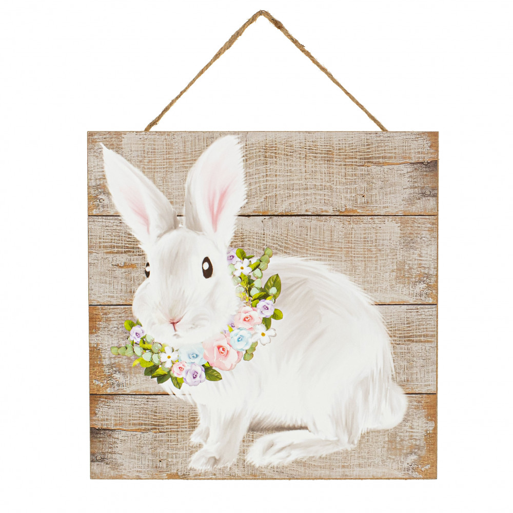 Download 10 Square Wooden Sign Floral Bunny Ap8598 Craftoutlet Com