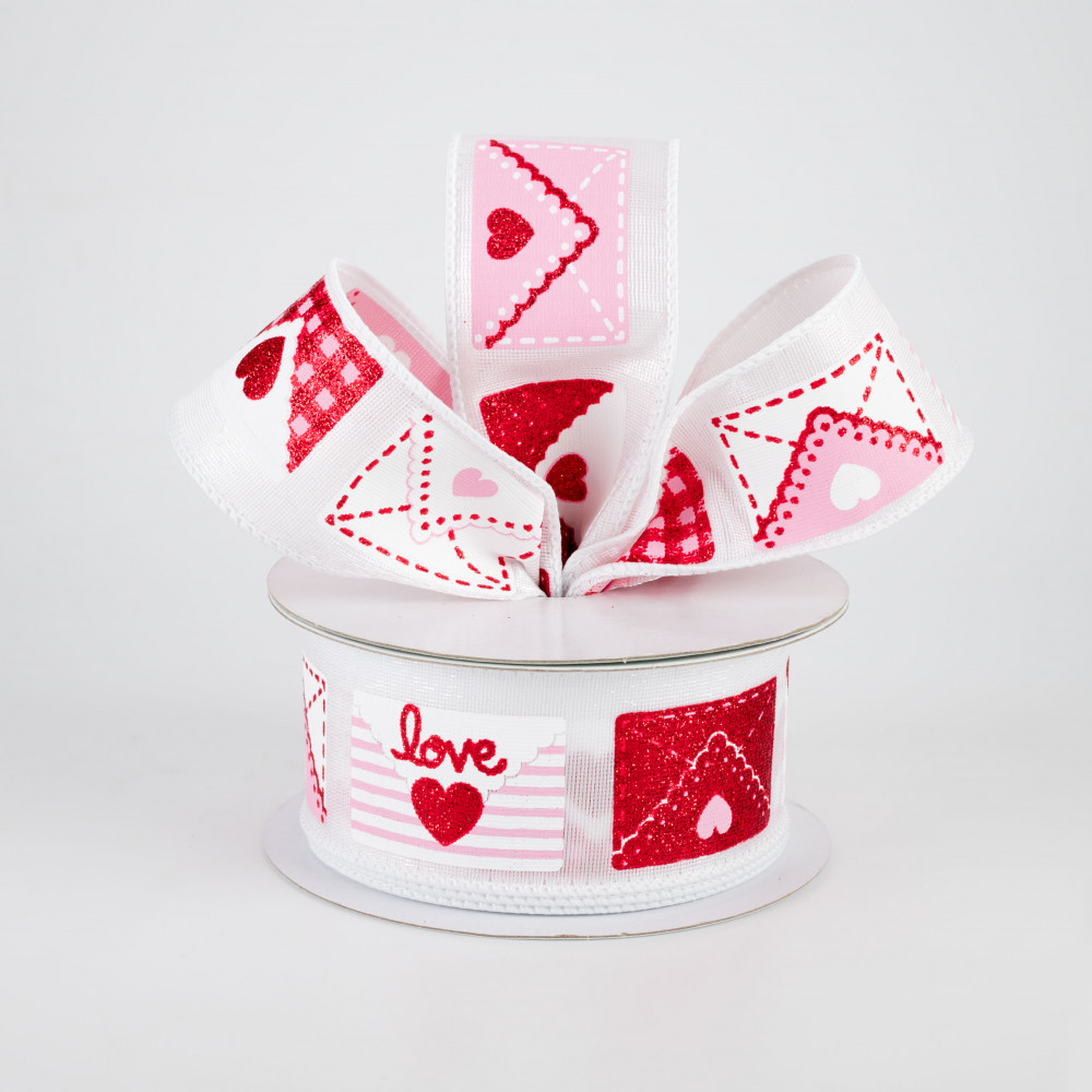Love Letters Wired Edge Ribbon, 10 Yards (Hot Pink, 2.5 inch)
