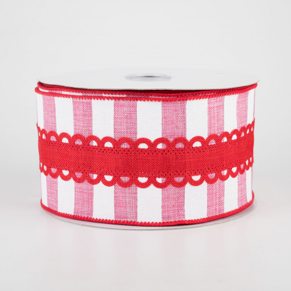 1.5 Wide Stripes Ribbon: Fuchsia, Red, Pink (10 Yards) [11407-09-28] 