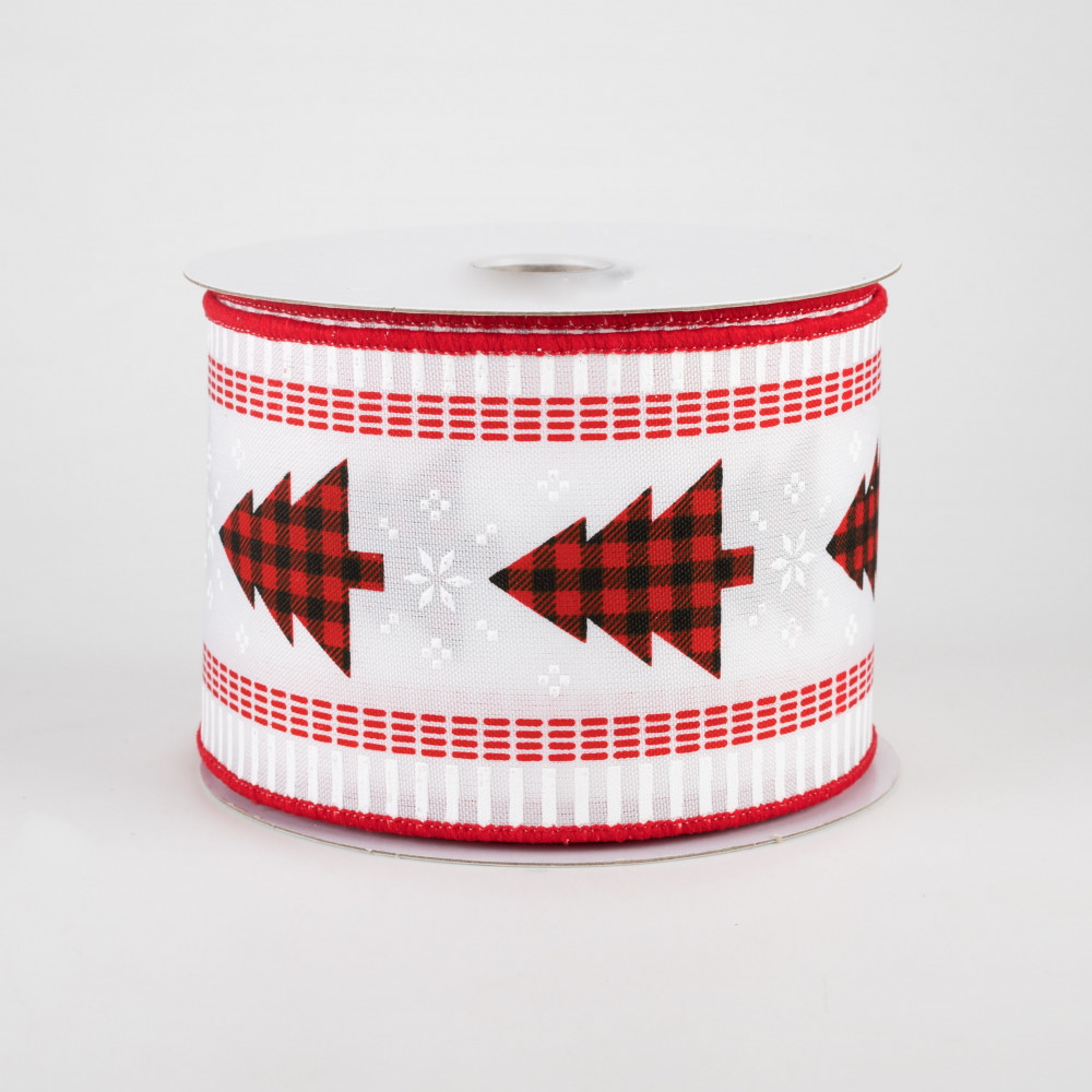 Red and White Checkered Ribbon 10 Yards Long 2.5 Inch Wide