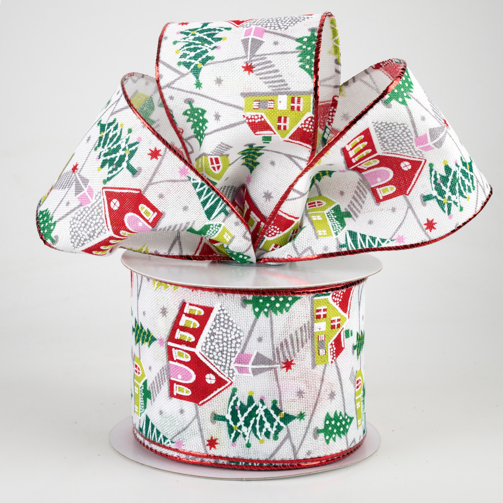 Wired Canvas Homespun Christmas Ribbon with Christmas Decor Num.40 2 1/2″  10 yard roll – Mum Supplies.com