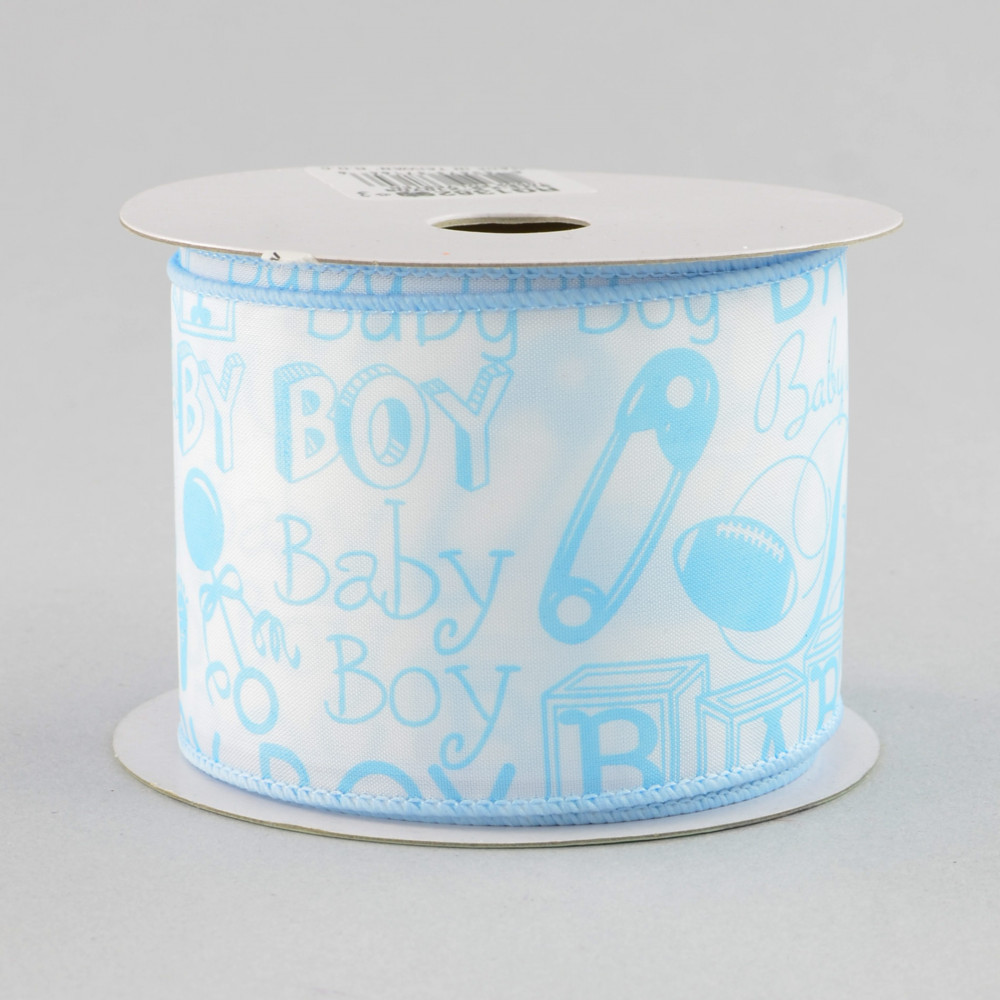 1.5 Oh Baby Boy Ribbon: Blue & White (10 Yards) – Michelle's aDOORable  Creations