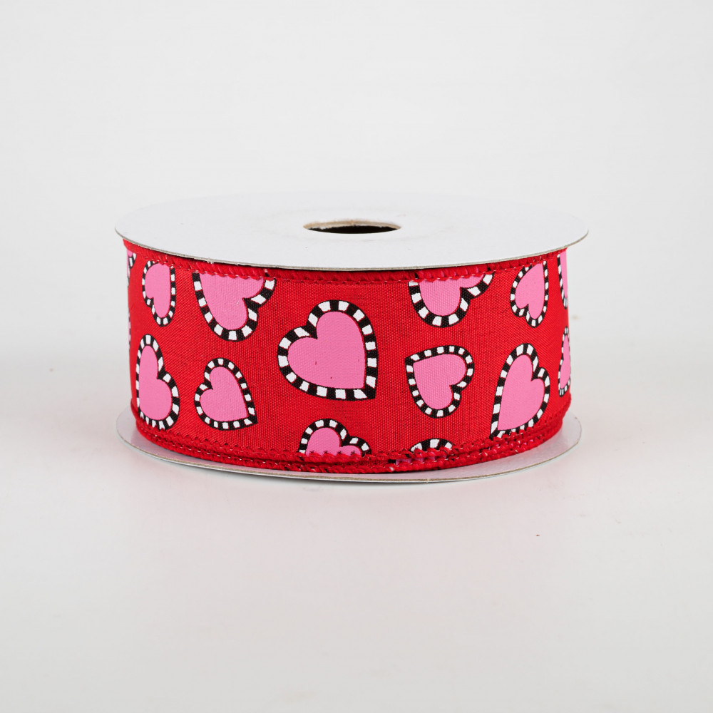 Love Hearts Pink & Red Ribbon- 1 1/2 Inch x 10 Yards on