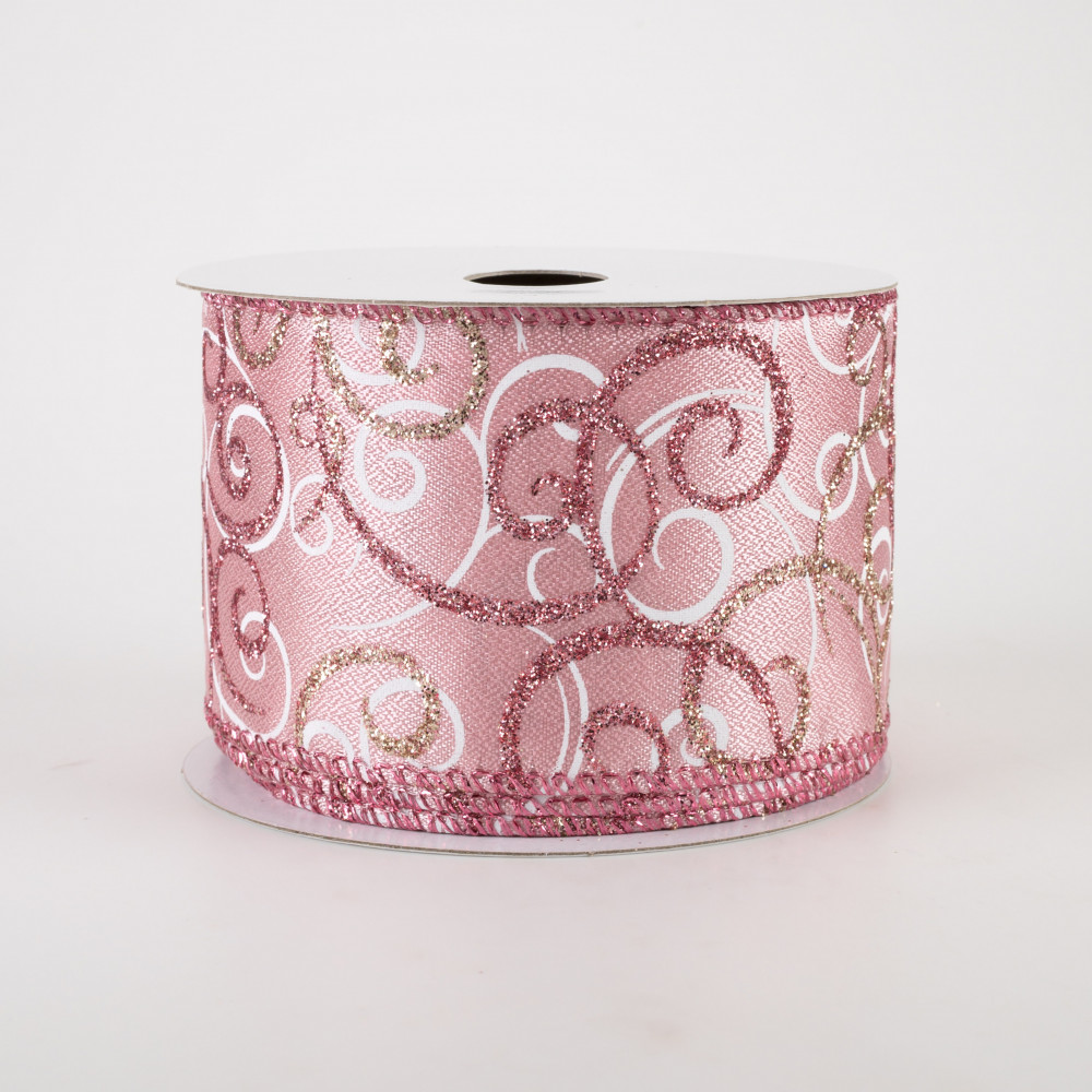 Rose Gold Ribbon Wired 1.5 Inch Pink Glitter Wired Ribbon Rose Gold  Christmas