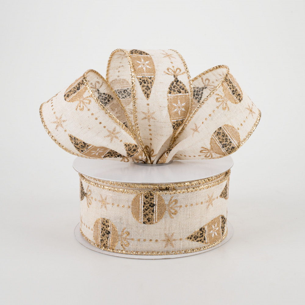2.5 Ivory Cheetah Print Ornament Ribbon (10 Yards) [72109-40-18] 