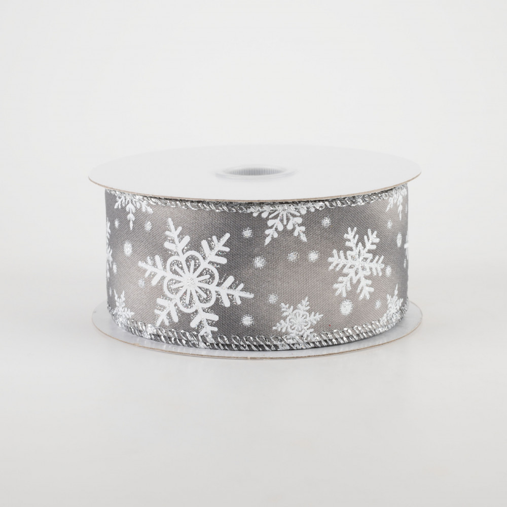 1.5” Iridescent Glittery White Wired Ribbon / Sold By The Yard