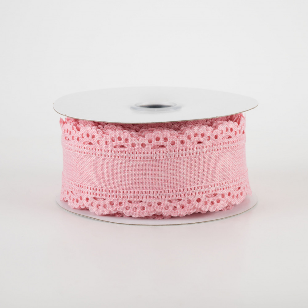 Wired Ribbon * Scalloped Edge * Red and Light Pink Canvas * 1.5 x 10 –  Personal Lee Yours
