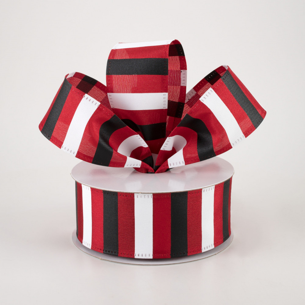 Red And White Striped Satin Wired Ribbon, 1.5 Inch Ribbon, 10 Yards, Craft  Ribbon, Wreath Ribbon