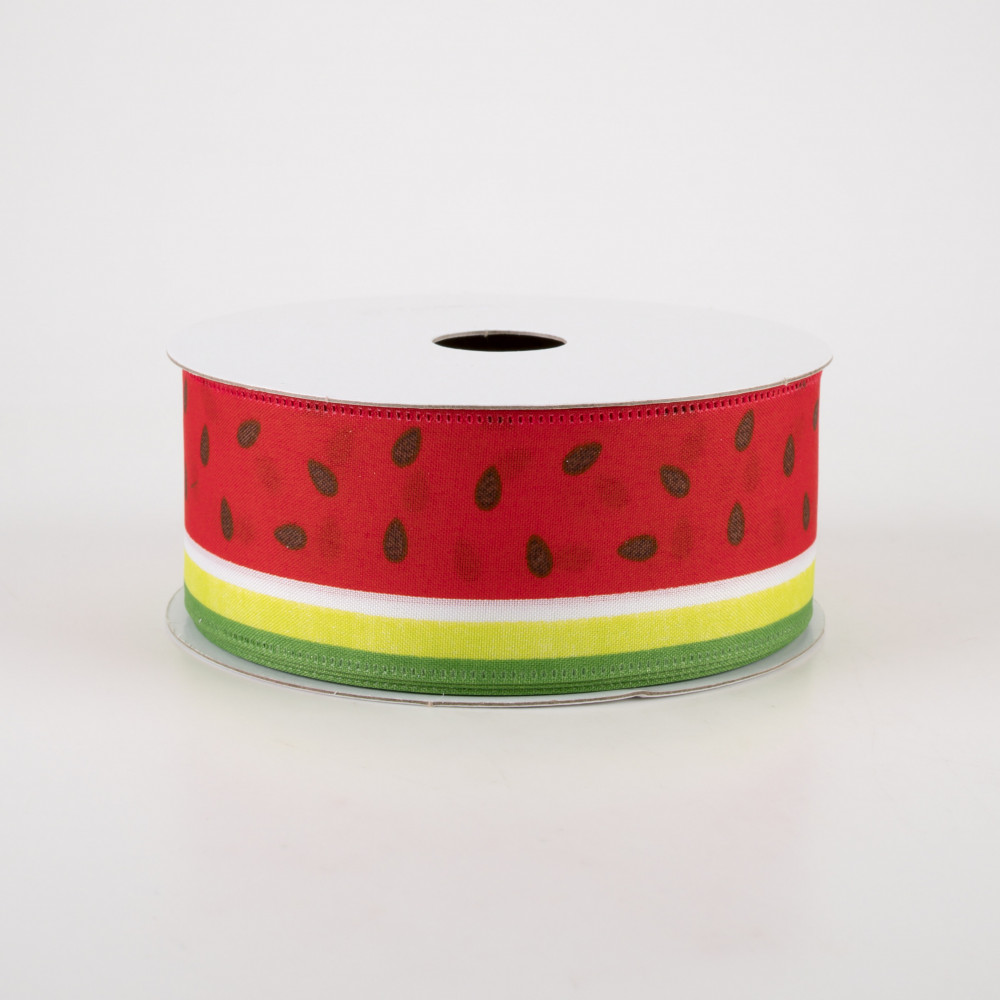 1.5 Watermelon Slice Satin Stripe Ribbon (10 Yards)