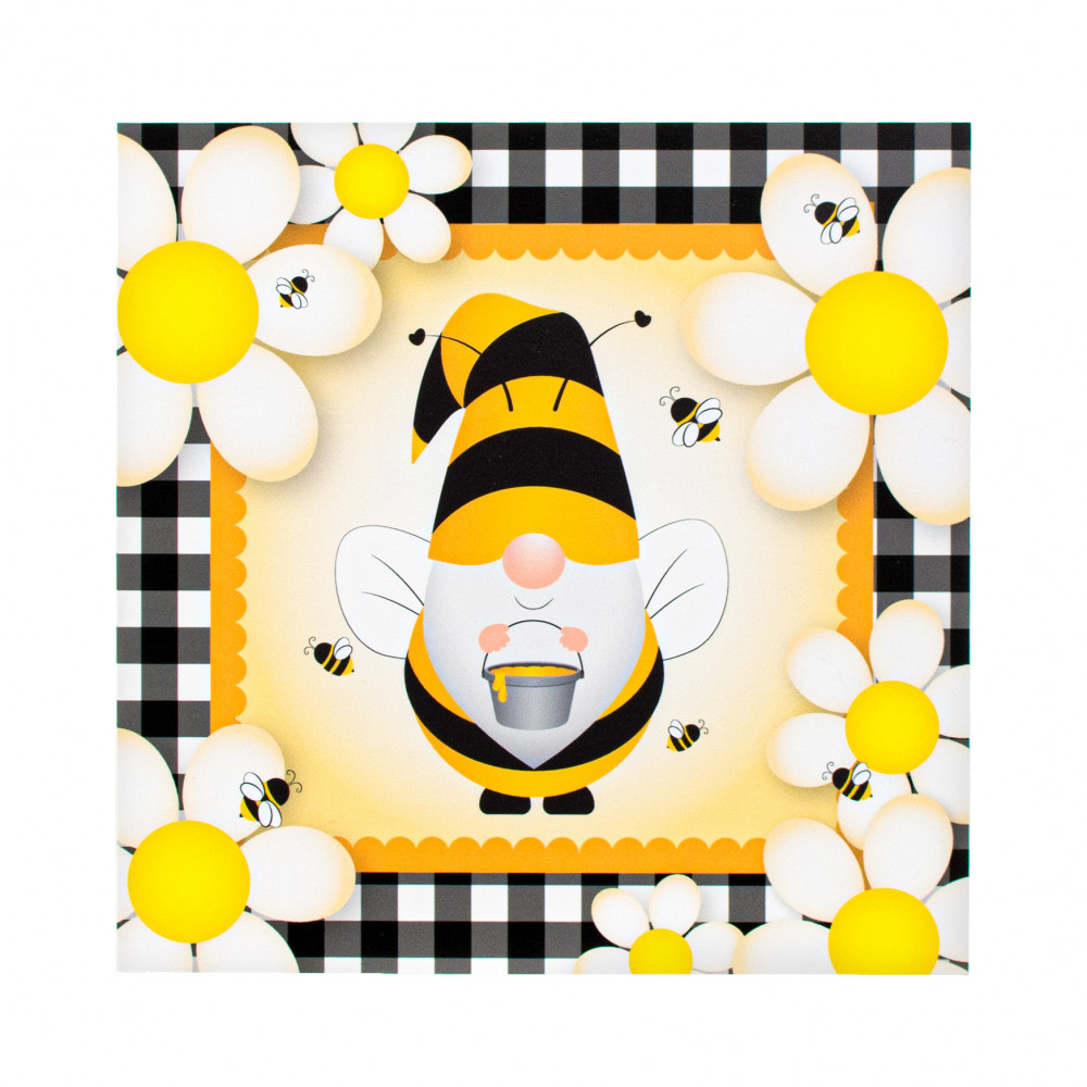 Welcome Bumble Bee Gnome Sign Round Spring Summer Sign for 