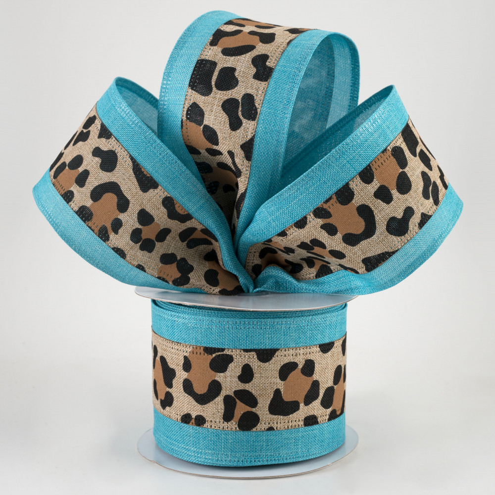 Reliant Linen Wired Leopard Print Ribbon, 10yd.