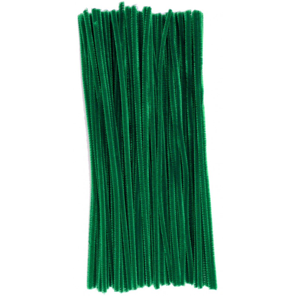 12 Pipe Cleaner Stems: 6mm Chenille Holiday Green (100) [MA200140] 