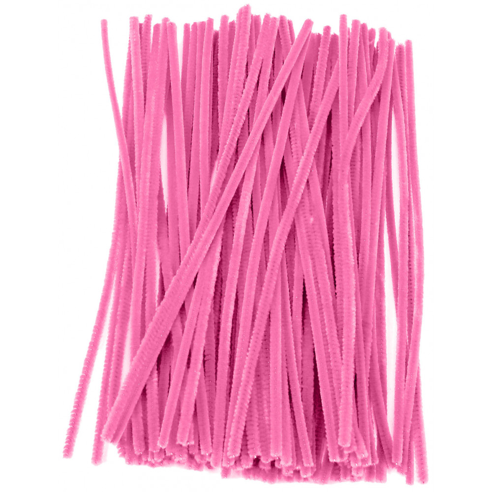 12 Pipe Cleaner Stems: 6mm Chenille Pink (100) [MA200122] 