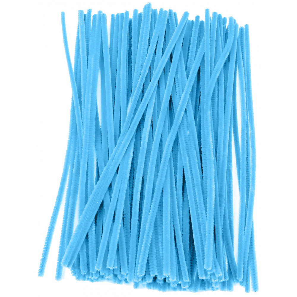 12 Pipe Cleaner Stems: 6mm Chenille Light Blue (100)