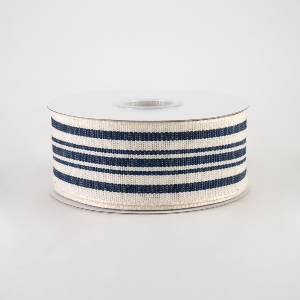 Ivory and Kraft Striped Burlap Ribbon, 2-1/2X10 Yards
