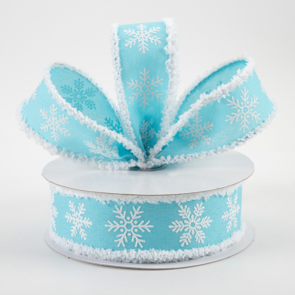 1.5 Bold Snowflake Ribbon: Light Blue/Wht - 10yds