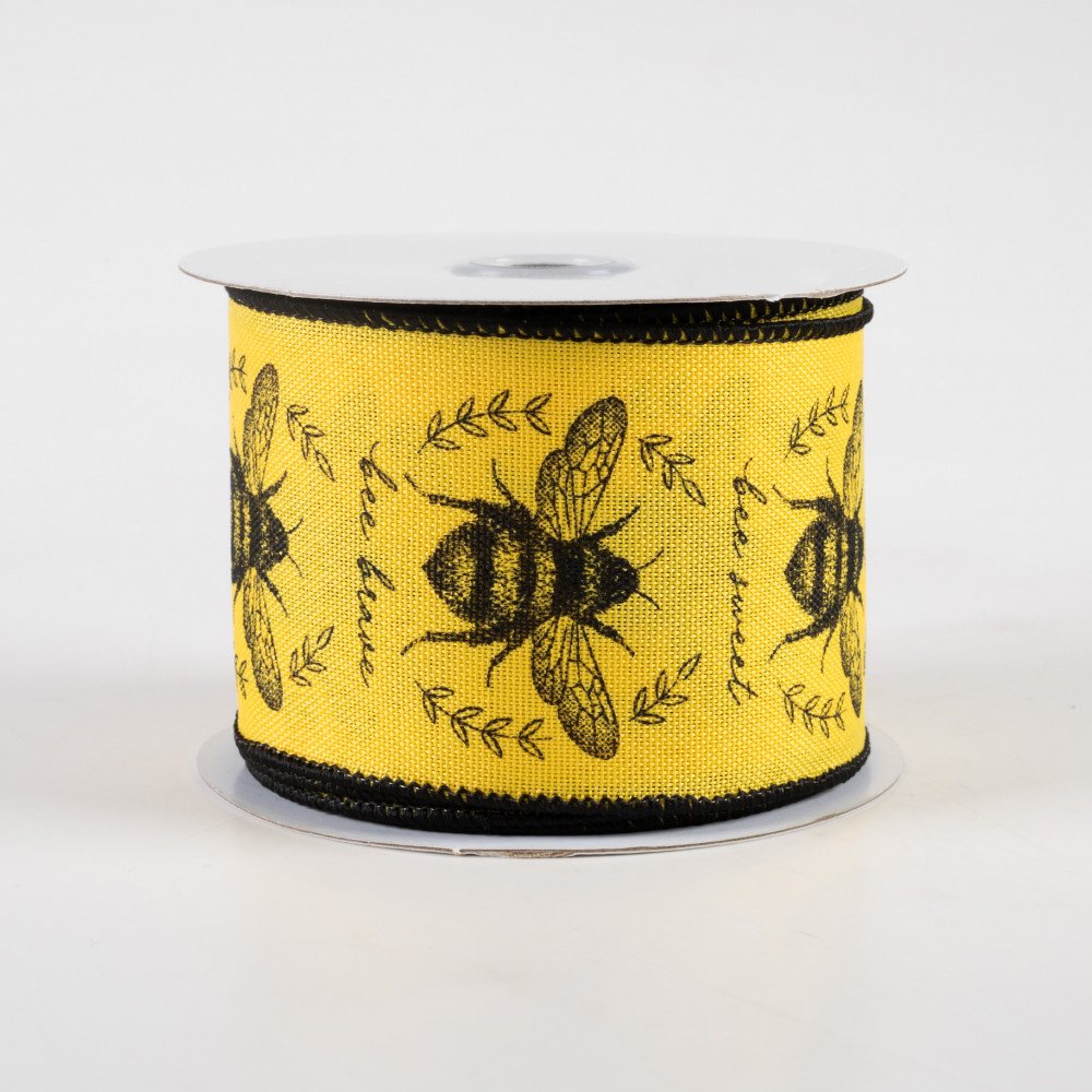 2.5 Light Beige Yellow Black Honey Bee Ribbon