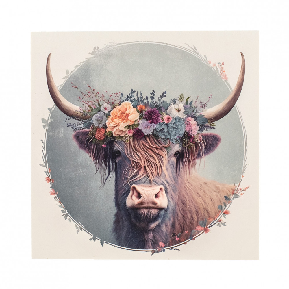 Avaleigh Highland Cow Floral on Navy Blue — LBK Printing Co.