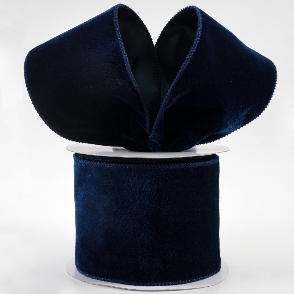 1.5 Deluxe Velvet Satin Backing Ribbon: Navy Blue (10 Yards)