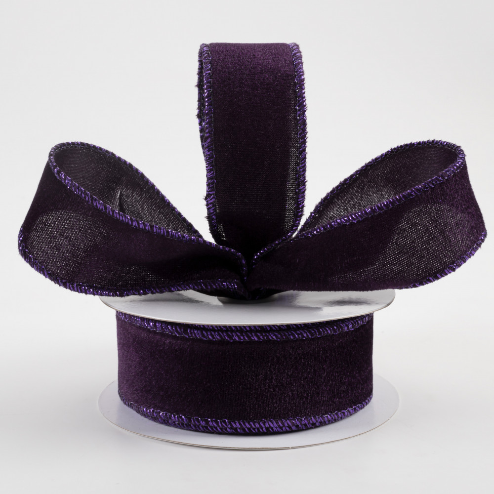 1.5 Lush Velvet Metallic Edge Ribbon: Purple (10 Yards)