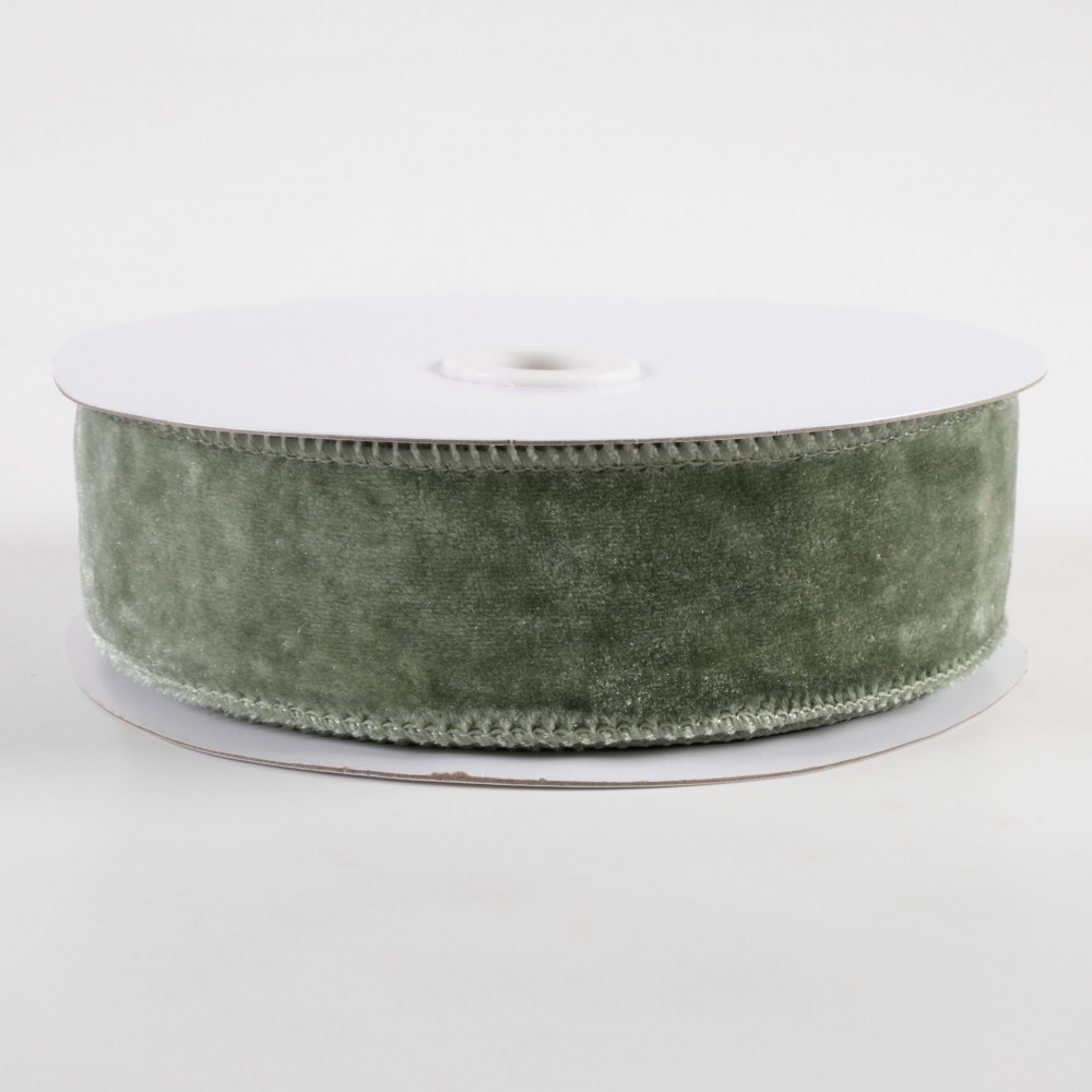 Sage Green Lightly-wired Satin Ribbon 1 1-1/2 2-3/4 