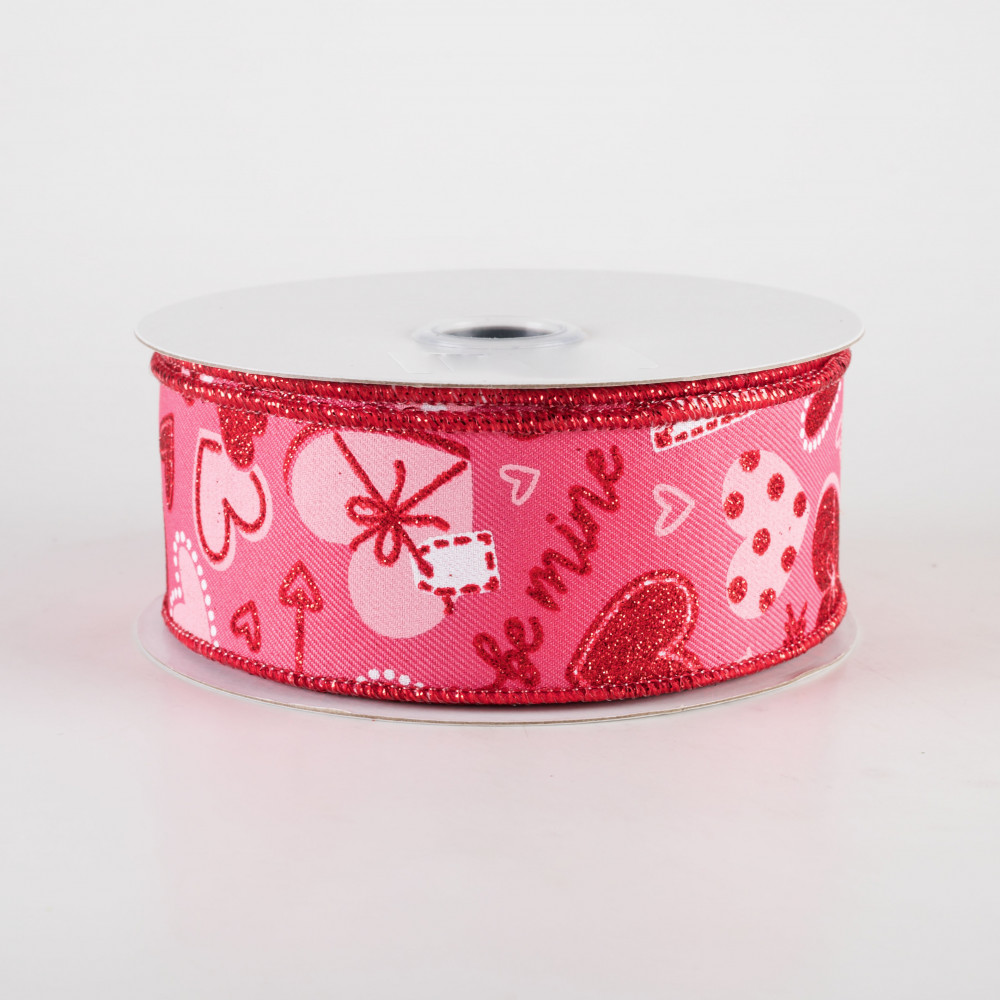 Ribbon - Neon Pink Sheer Wired 1.5-inch